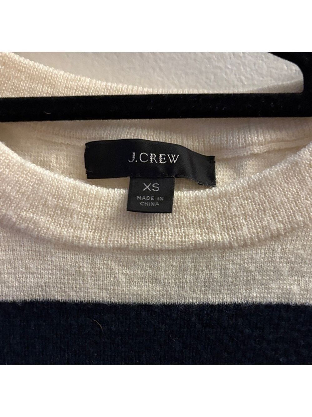 J. Crew Women's Navy and Cream Striped Sweater - Picture 2 of 4